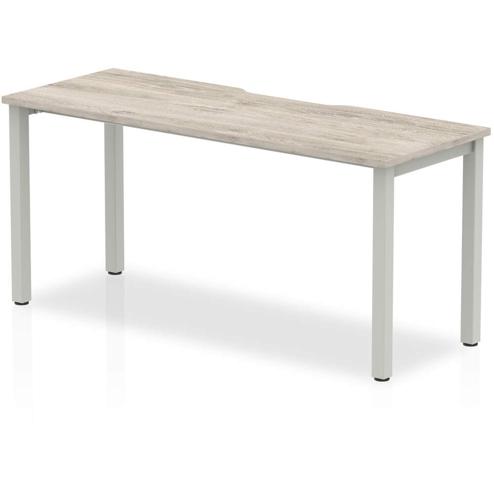 Evolve Plus 1600mm Single Starter Desk Grey Oak Top Silver Frame