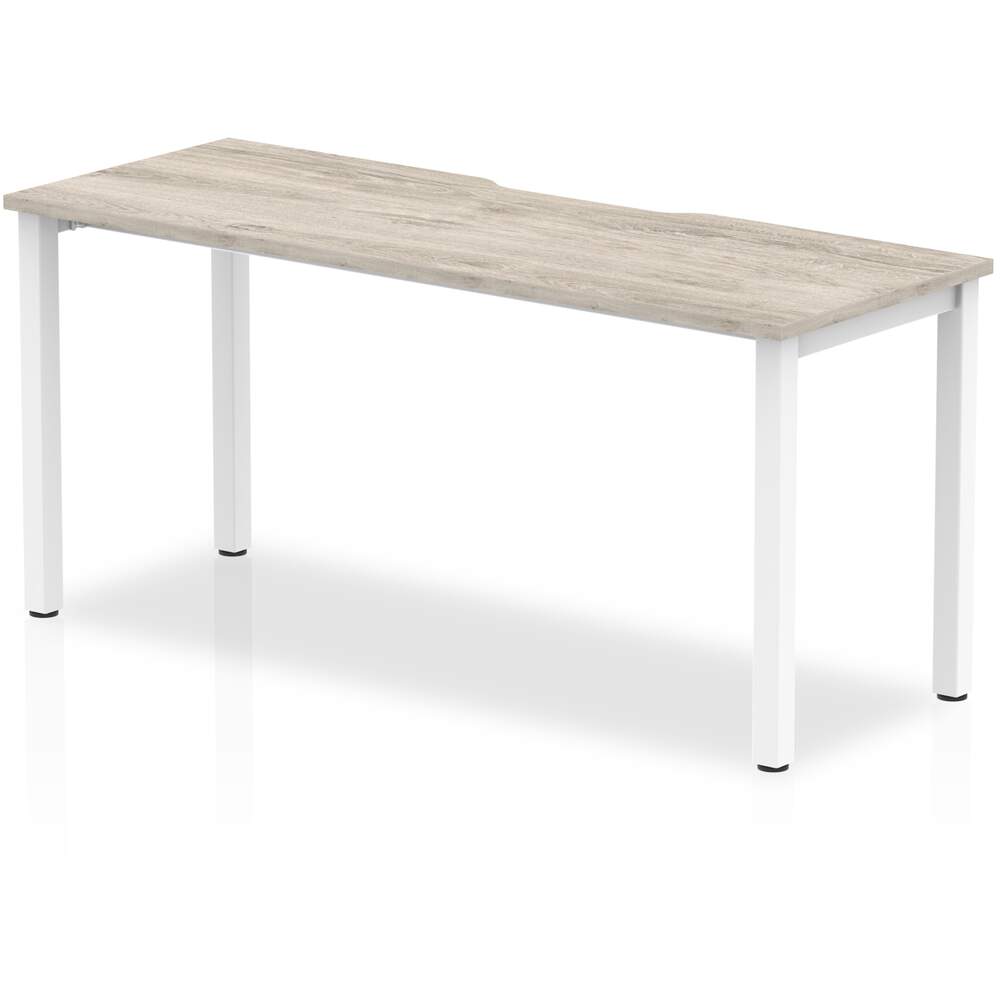 Evolve Plus 1600mm Single Starter Desk Grey Oak Top White Frame