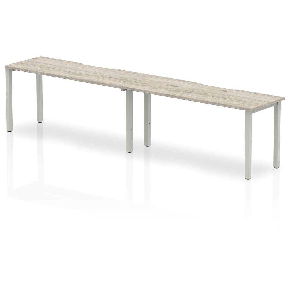 Evolve Plus 1200mm Single Row 2 Person Desk Grey Oak Top Silver Frame