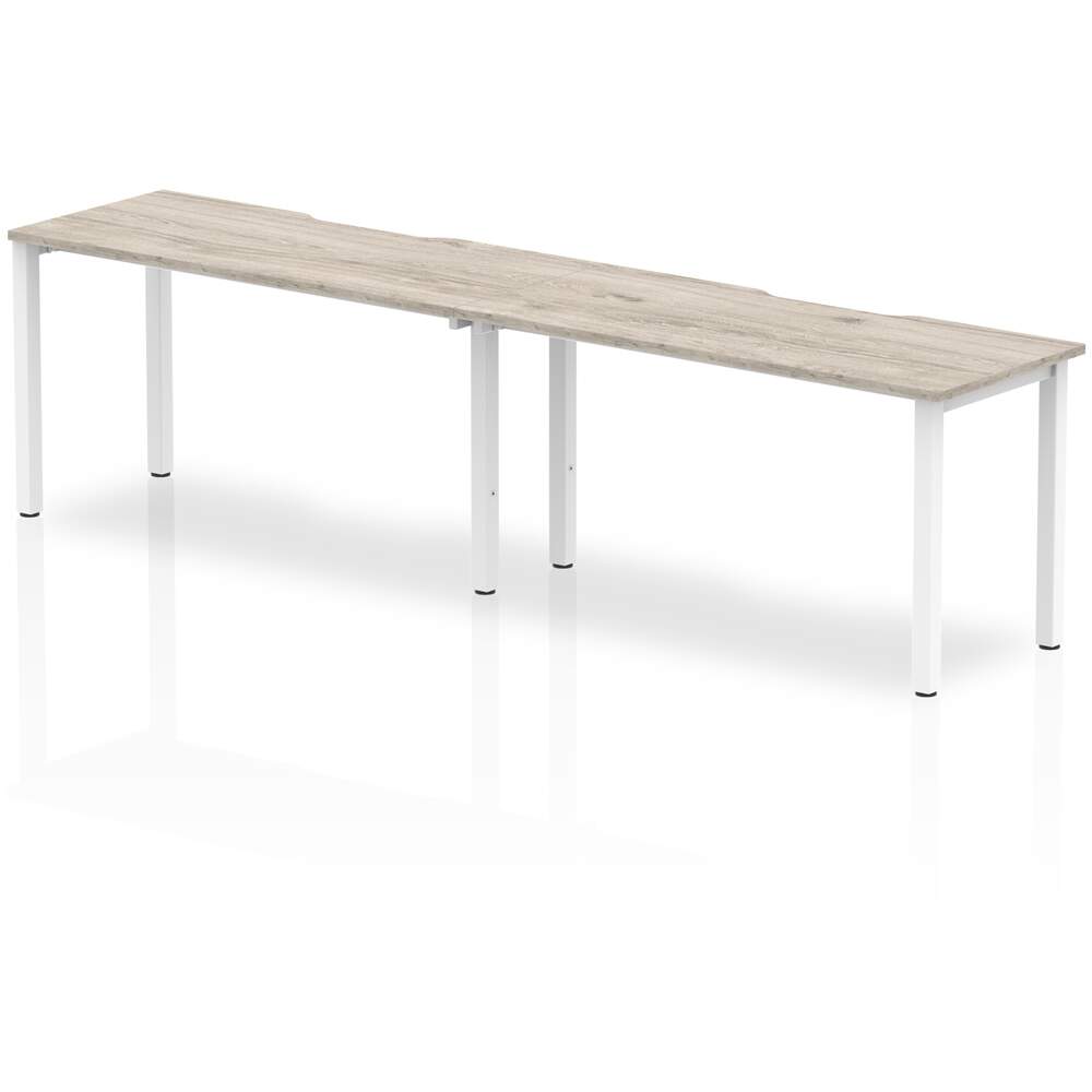 Evolve Plus 1400mm Single Row 2 Person Desk Grey Oak Top White Frame