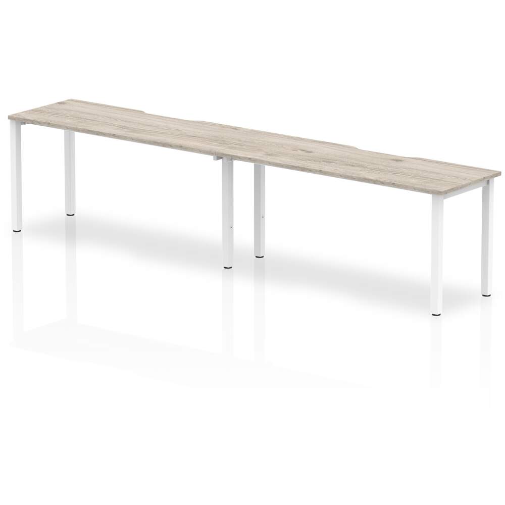 Evolve Plus 1600mm Single Row 2 Person Desk Grey Oak Top White Frame