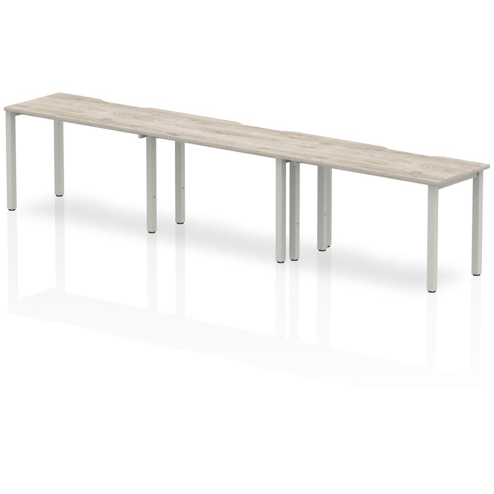 Evolve Plus 1200mm Single Row 3 Person Desk Grey Oak Top Silver Frame