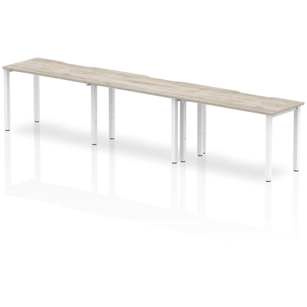 Evolve Plus 1200mm Single Row 3 Person Desk Grey Oak Top White Frame