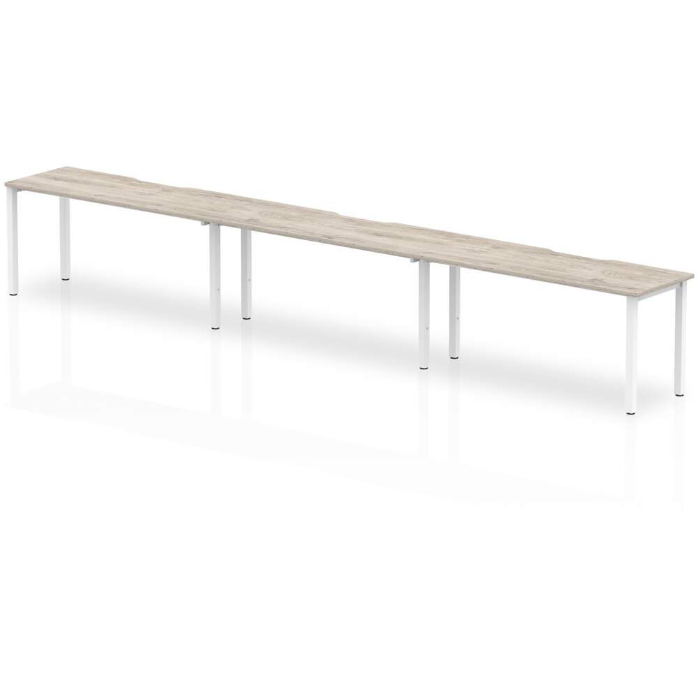 Evolve Plus 1600mm Single Row 3 Person Desk Grey Oak Top White Frame