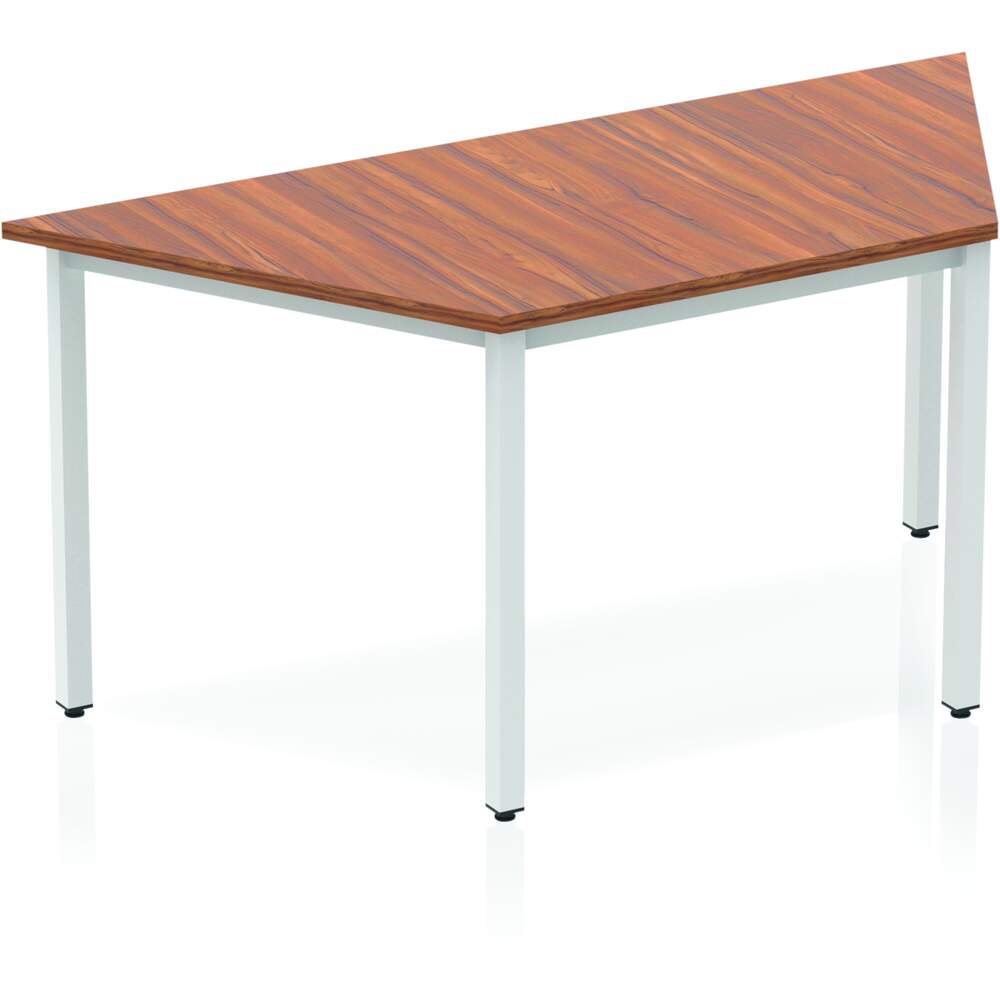 Impulse 1600mm Trapezium Walnut Top Silver Box Frame Leg