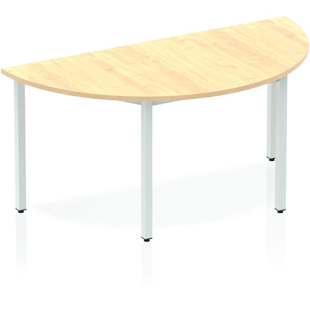 Impulse 1600mm Semi-Circle Table Maple Top Silver Box Frame Leg