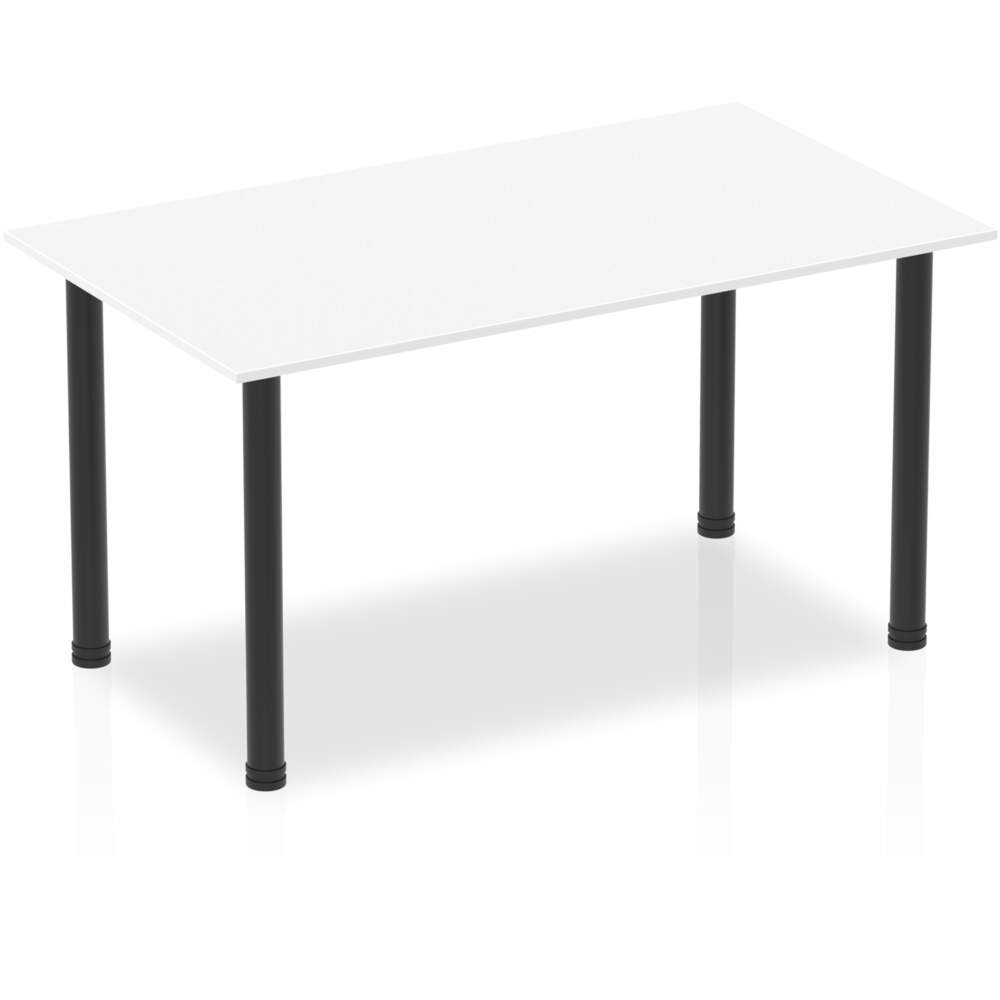 Impulse 1400mm Straight Table White Top Black Post Leg