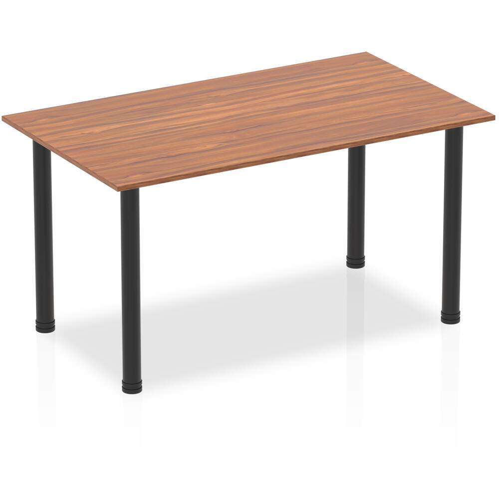 Impulse 1400mm Straight Table Walnut Top Black Post Leg