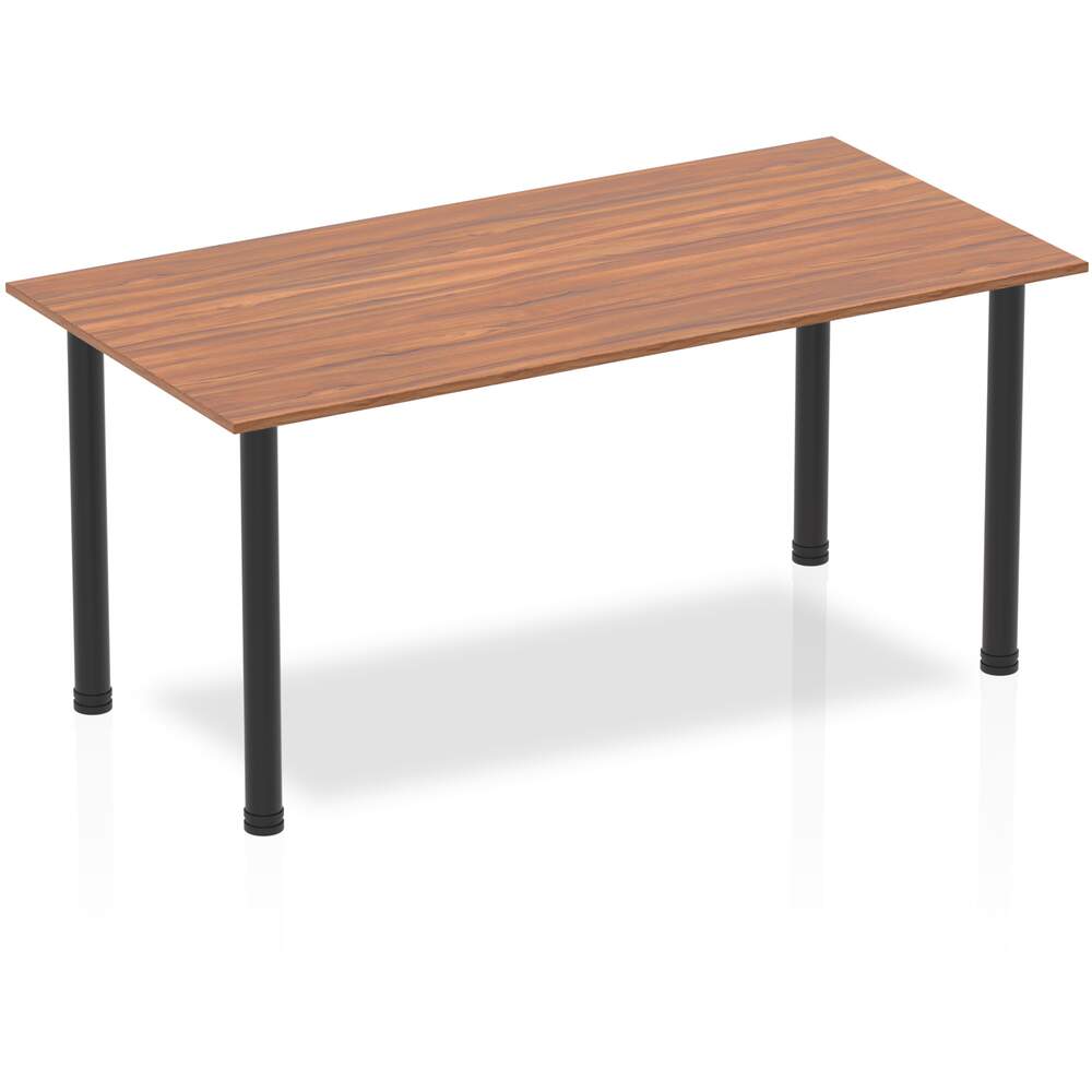 Impulse 1600mm Straight Table Walnut Top Black Post Leg