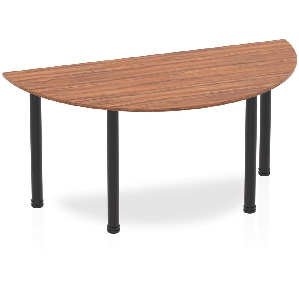 Impulse 1600mm Semi-Circle Table Walnut Top Black Post Leg