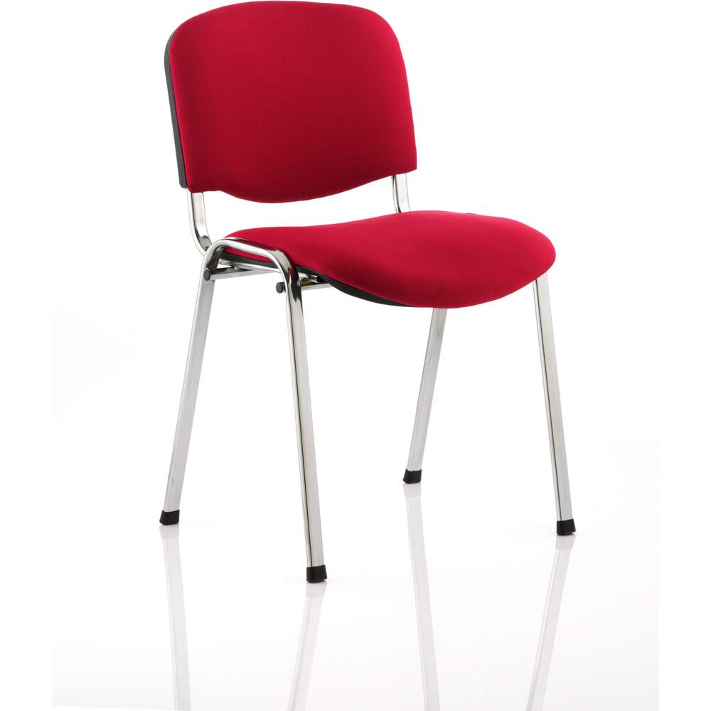 ISO Stacking Chair Wine Fabric Chrome Frame Without Arms