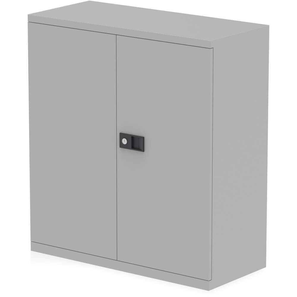 Qube by Bisley Stationery 1000mm 2-Door CupBoard Goose Grey With Shelf