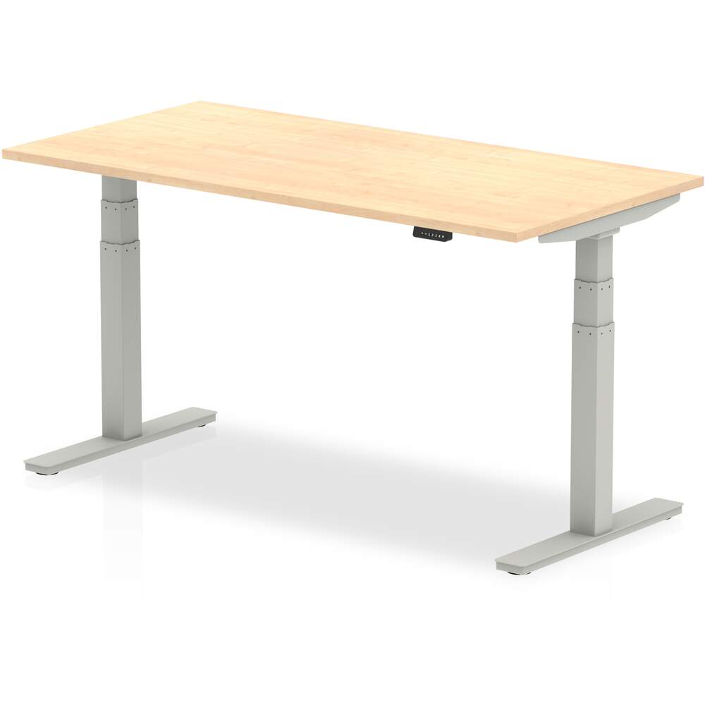 Air 1600 x 800mm Height Adjustable Desk Maple Top Silver Leg