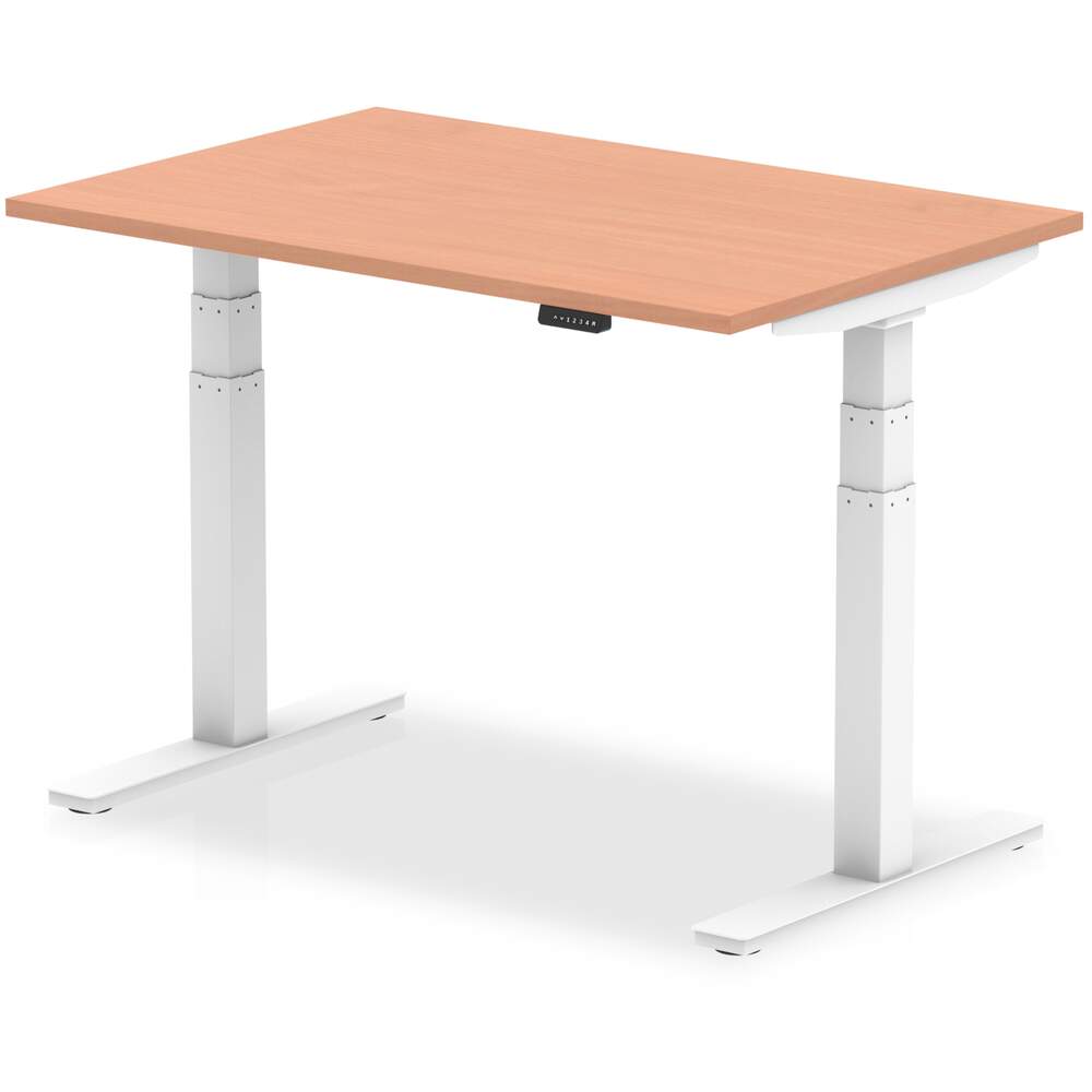 Air 1200 x 800mm Height Adjustable Desk Beech Top White Leg