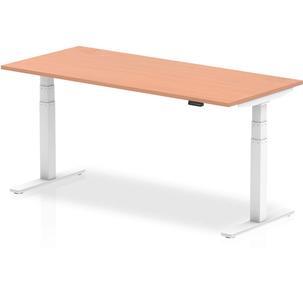 Air 1800 x 800mm Height Adjustable Desk Beech Top White Leg