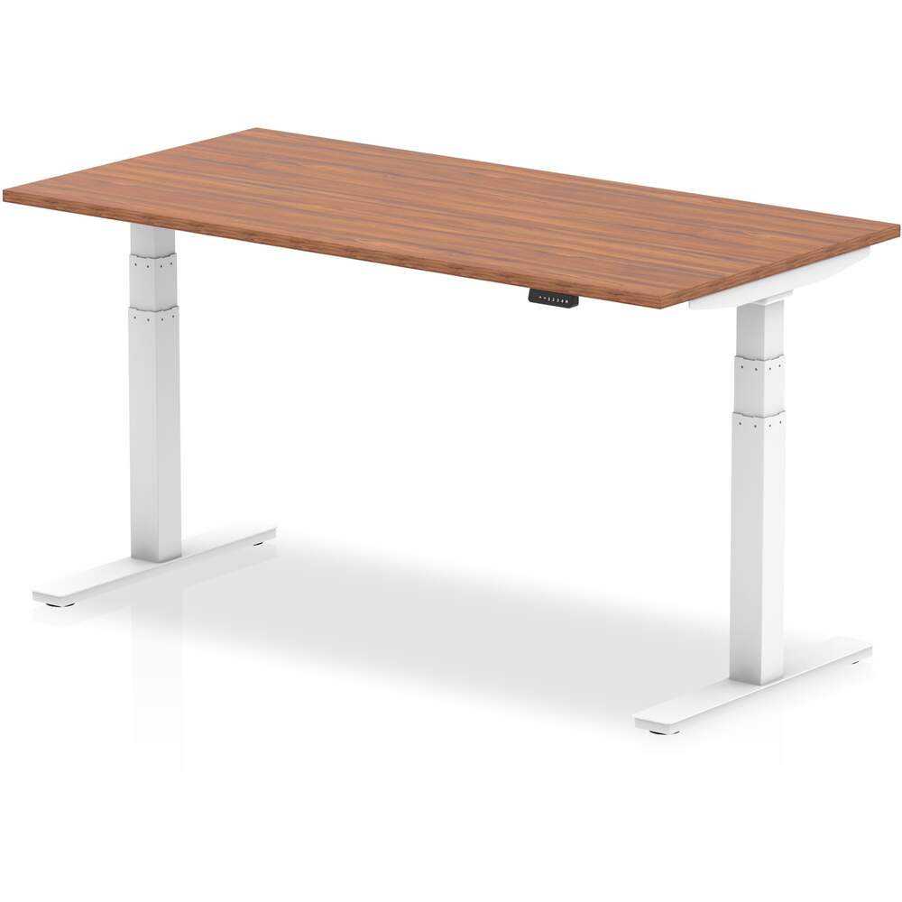 Air 1600 x 800mm Height Adjustable Desk Walnut Top White Leg