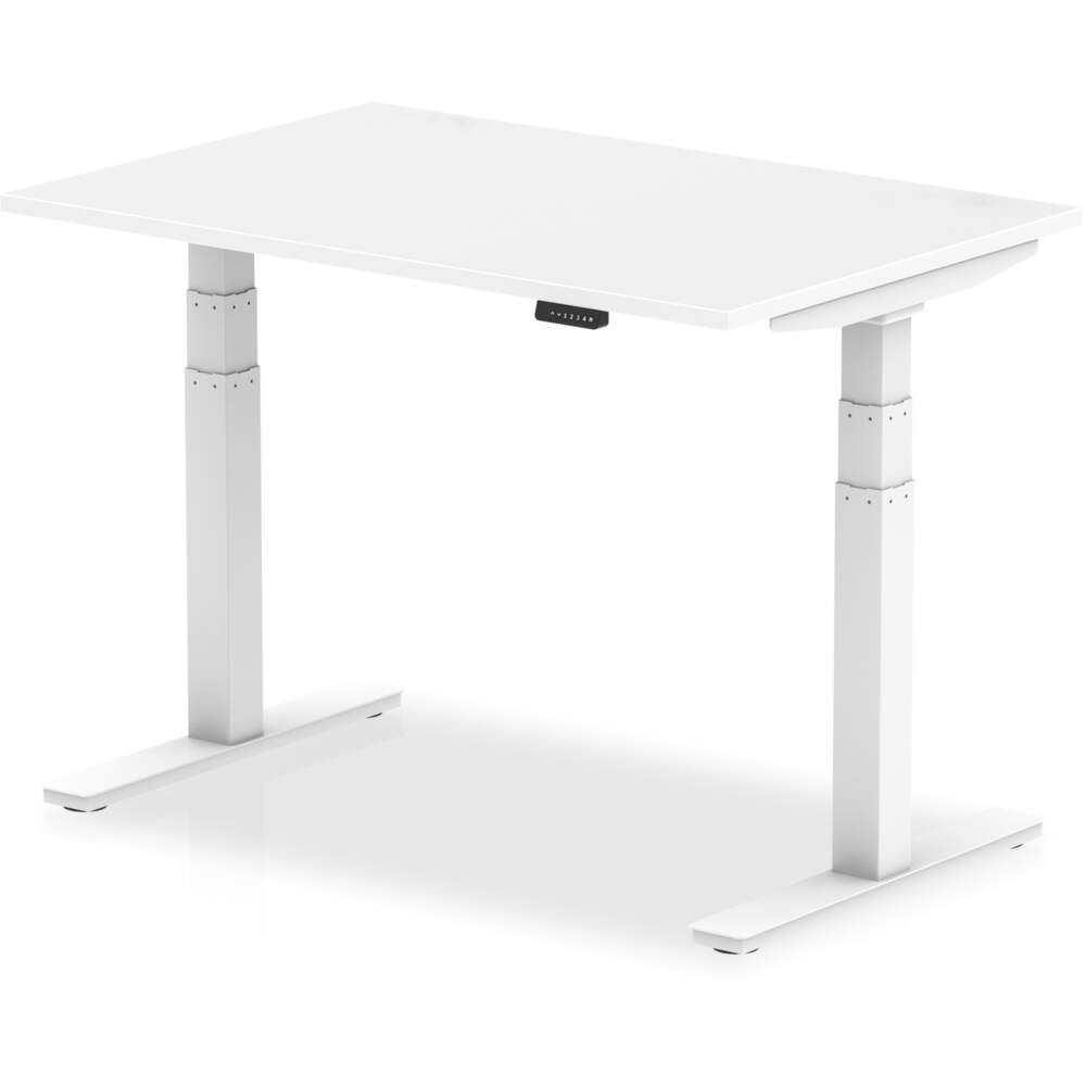 Air 1200 x 800mm Height Adjustable Desk White Top White Leg