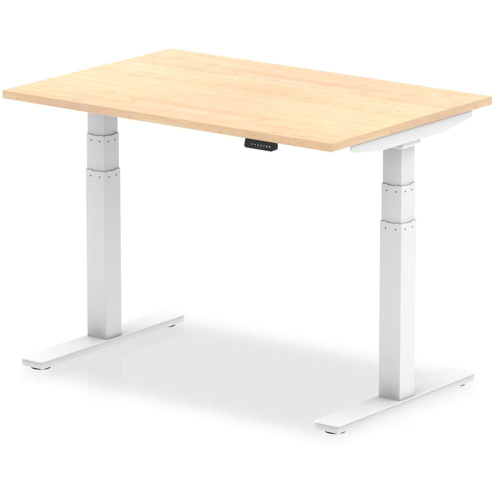 Air 1200 x 800mm Height Adjustable Desk Maple Top White Leg