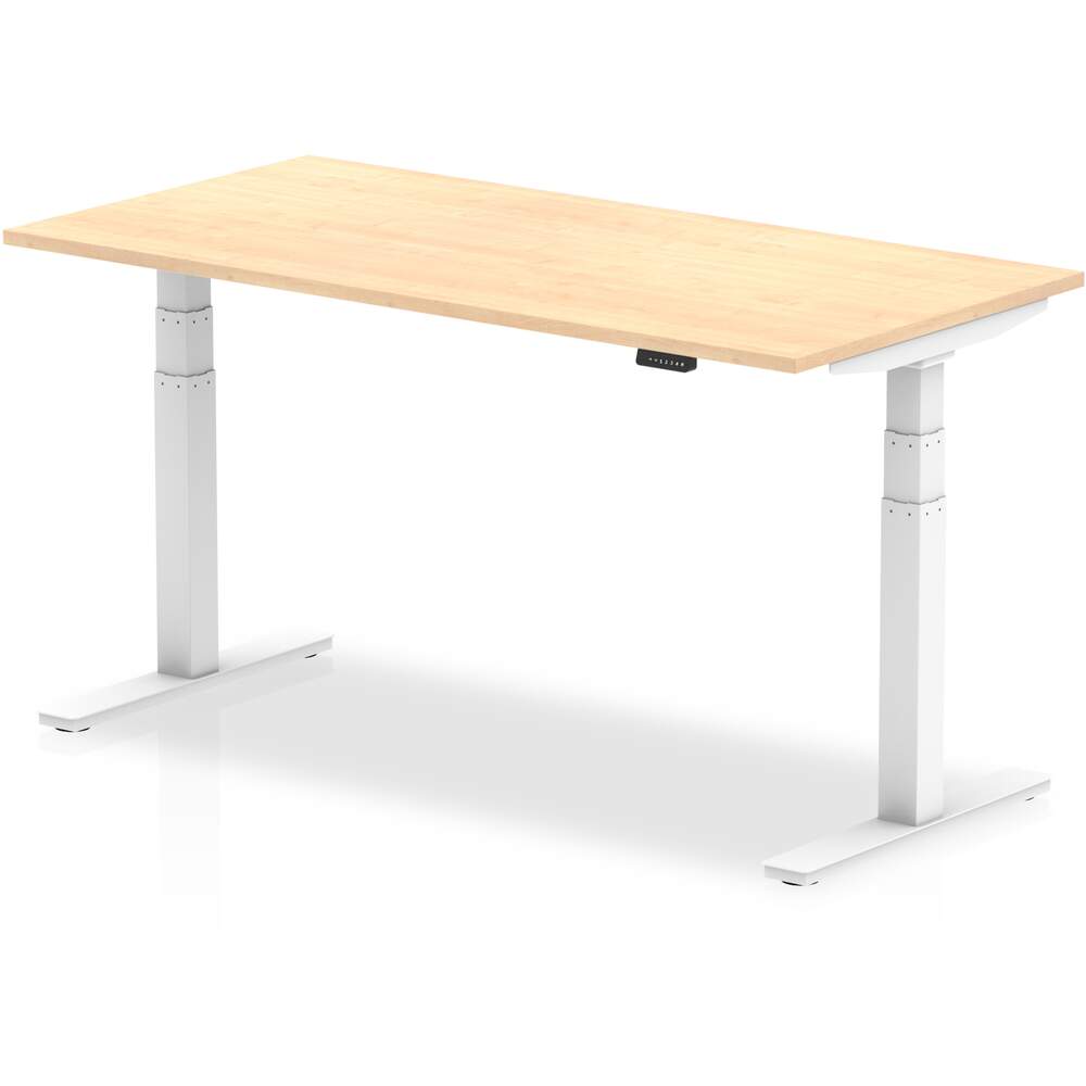 Air 1600 x 800mm Height Adjustable Desk Maple Top White Leg