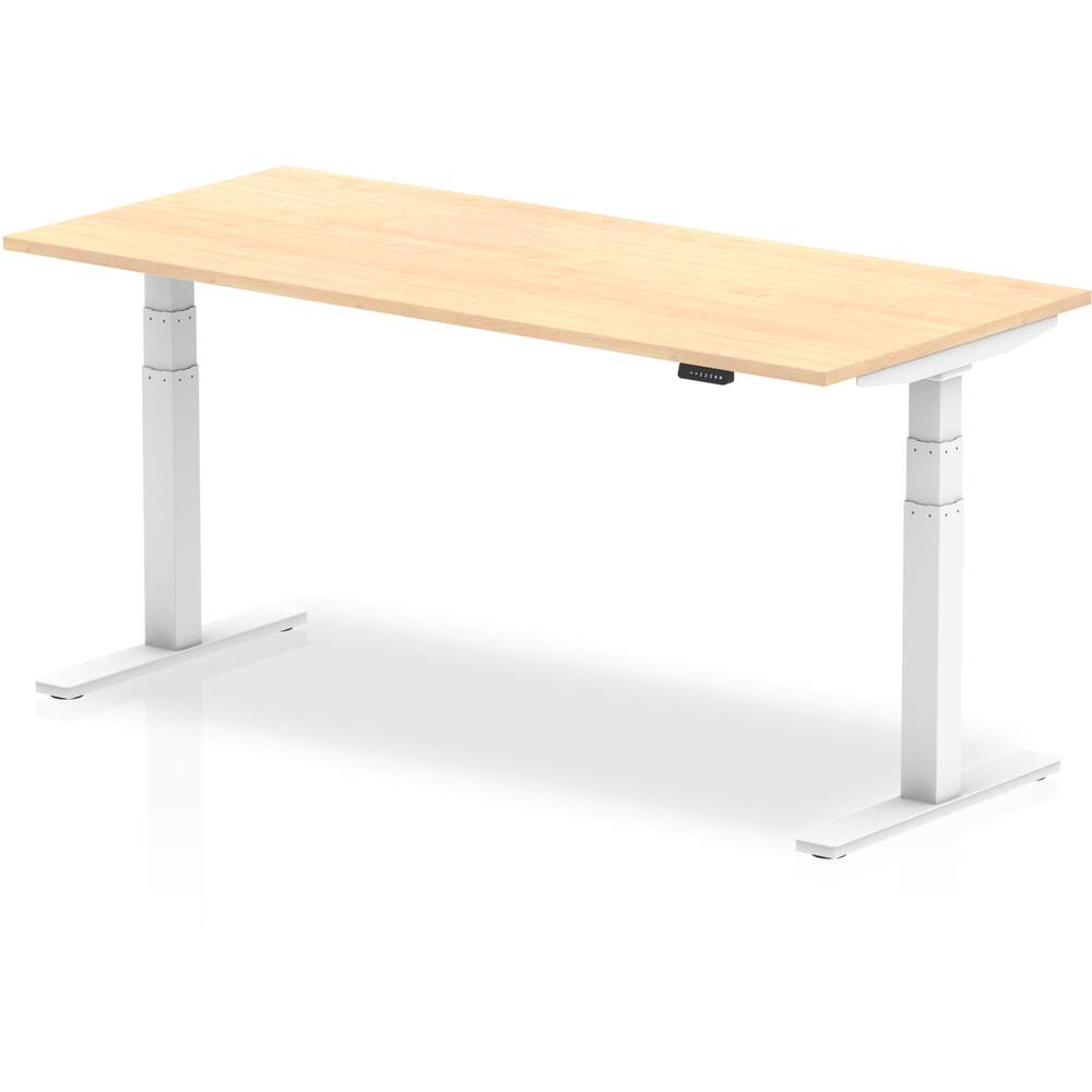 Air 1800 x 800mm Height Adjustable Desk Maple Top White Leg