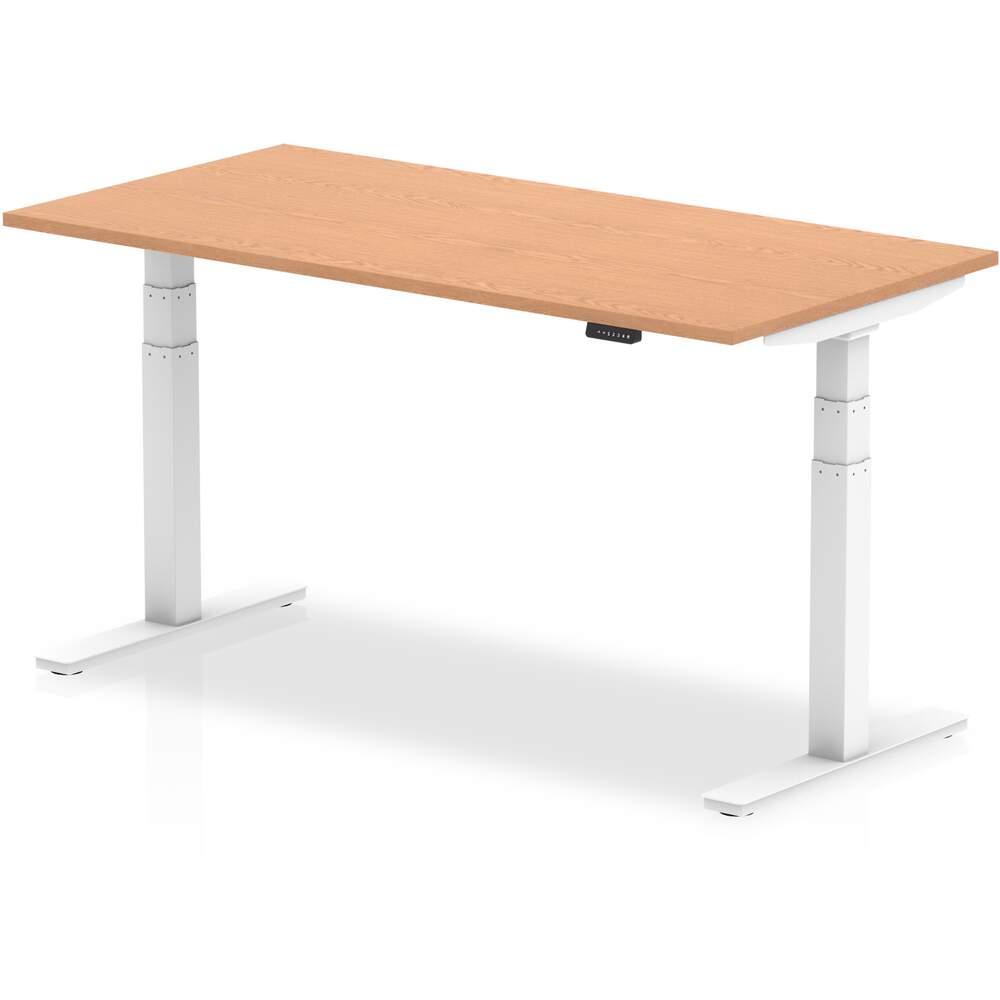 Air 1600 x 800mm Height Adjustable Desk Oak Top White Leg