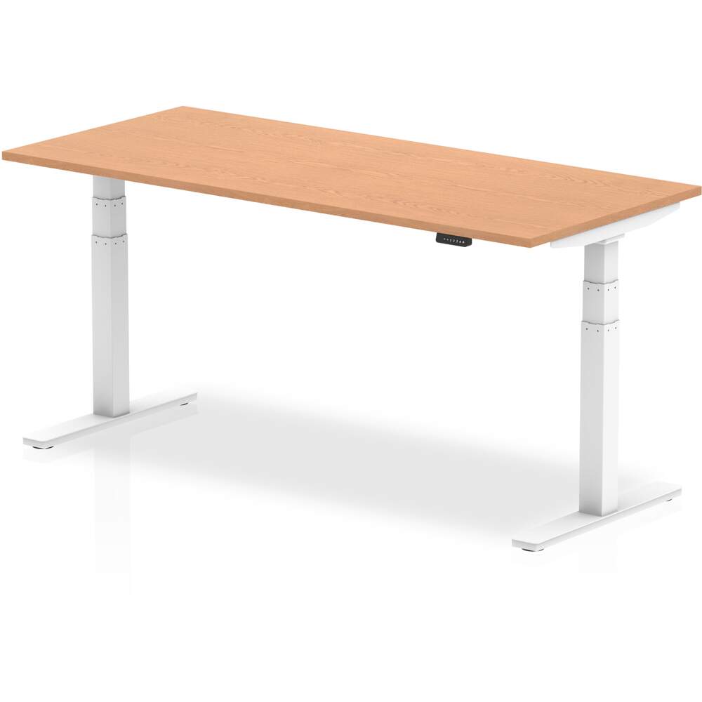 Air 1800 x 800mm Height Adjustable Desk Oak Top White Leg