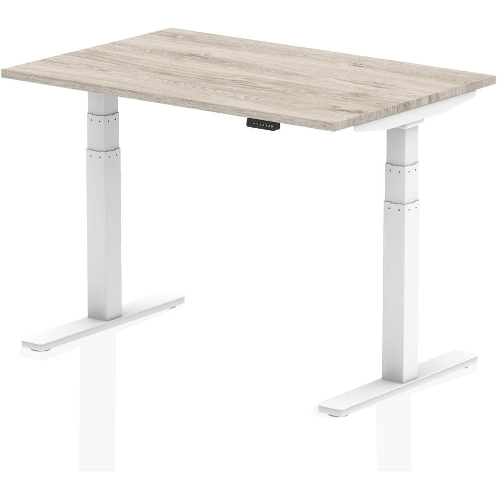 Air 1200 x 800mm Height Adjustable Desk Grey Oak Top White Leg