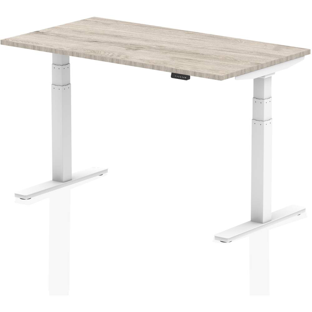 Air 1400 x 800mm Height Adjustable Desk Grey Oak Top White Leg