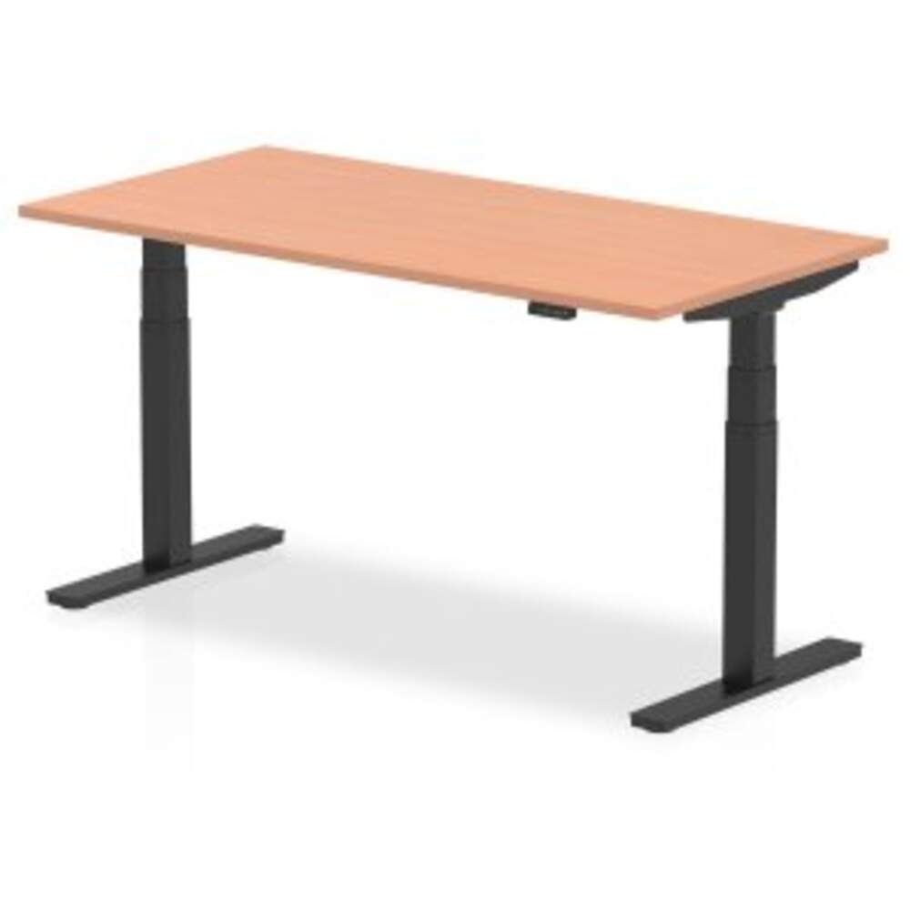 Air 1600 x 800mm Height Adjustable Desk Beech Top Black Leg