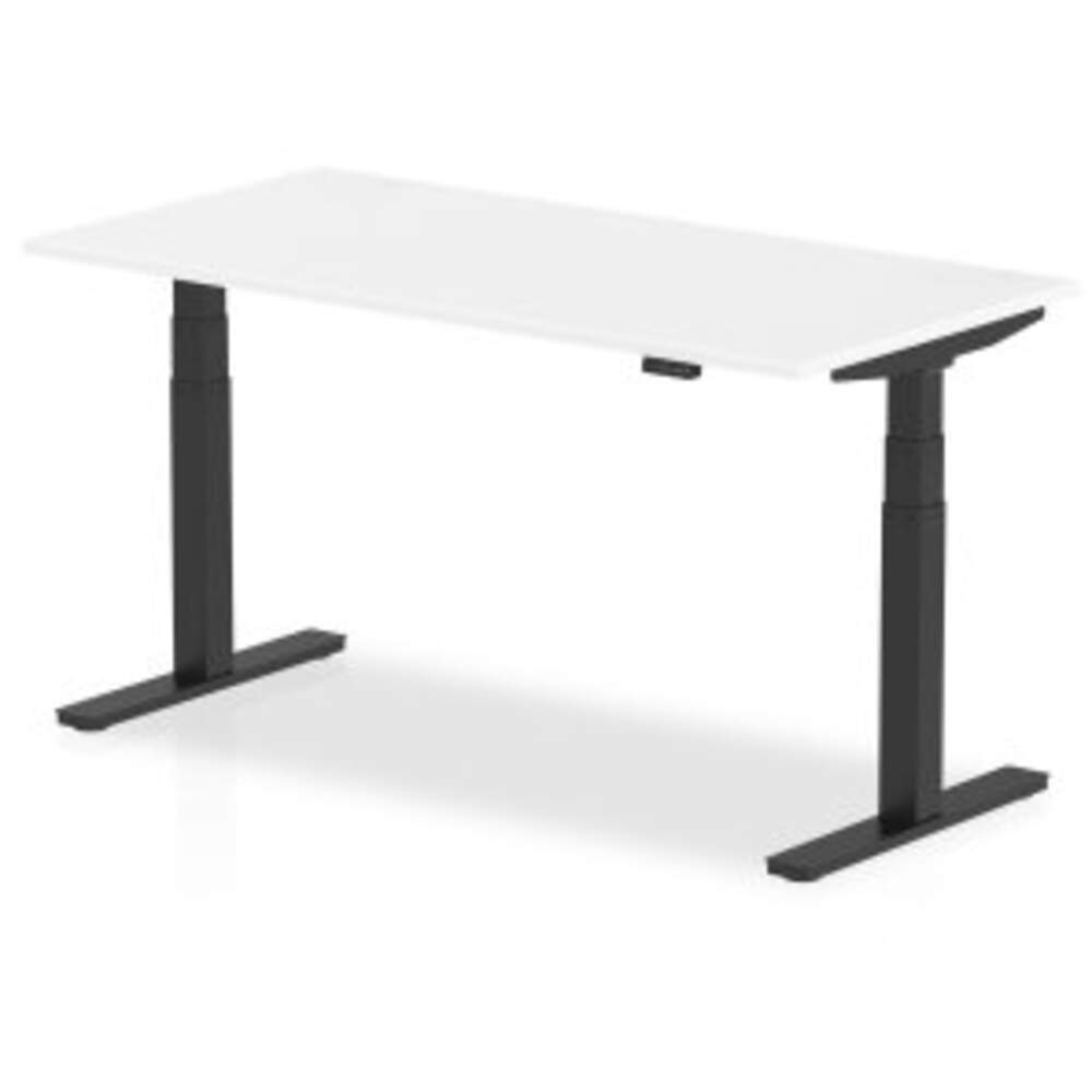 Air 1600 x 800mm Height Adjustable Desk White Top Black Leg