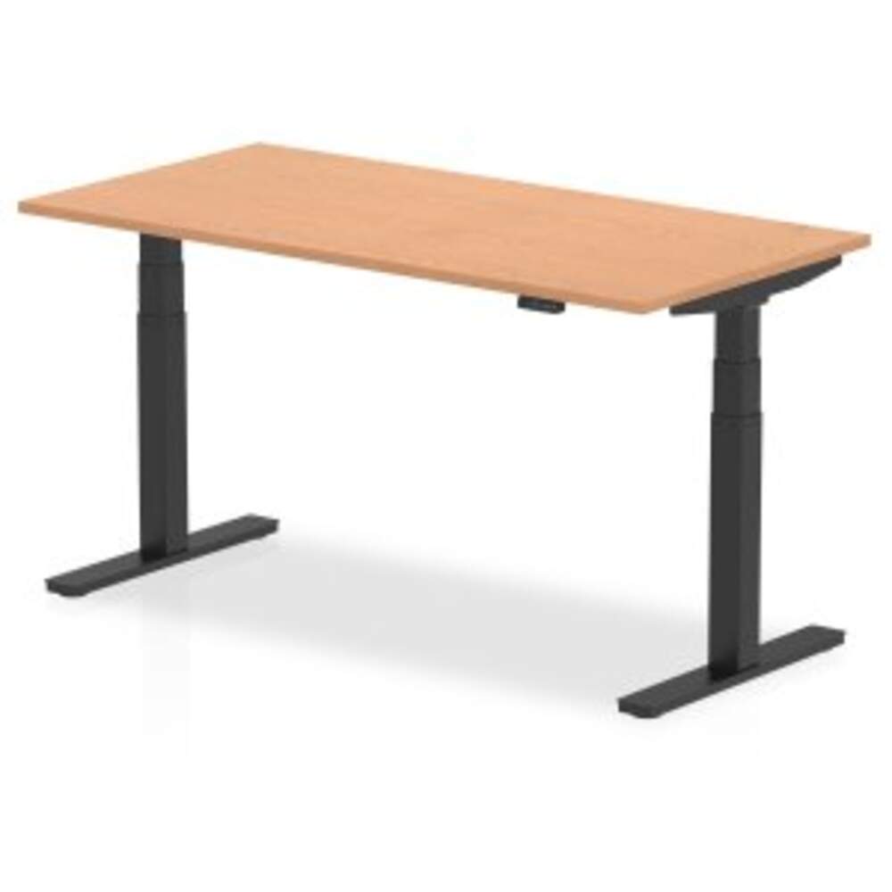 Air 1600 x 800mm Height Adjustable Desk Oak Top Black Leg