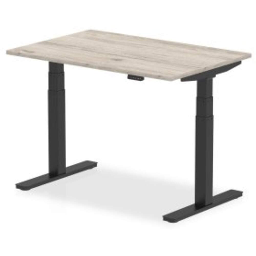 Air 1200 x 800mm Height Adjustable Desk Grey Oak Top Black Leg