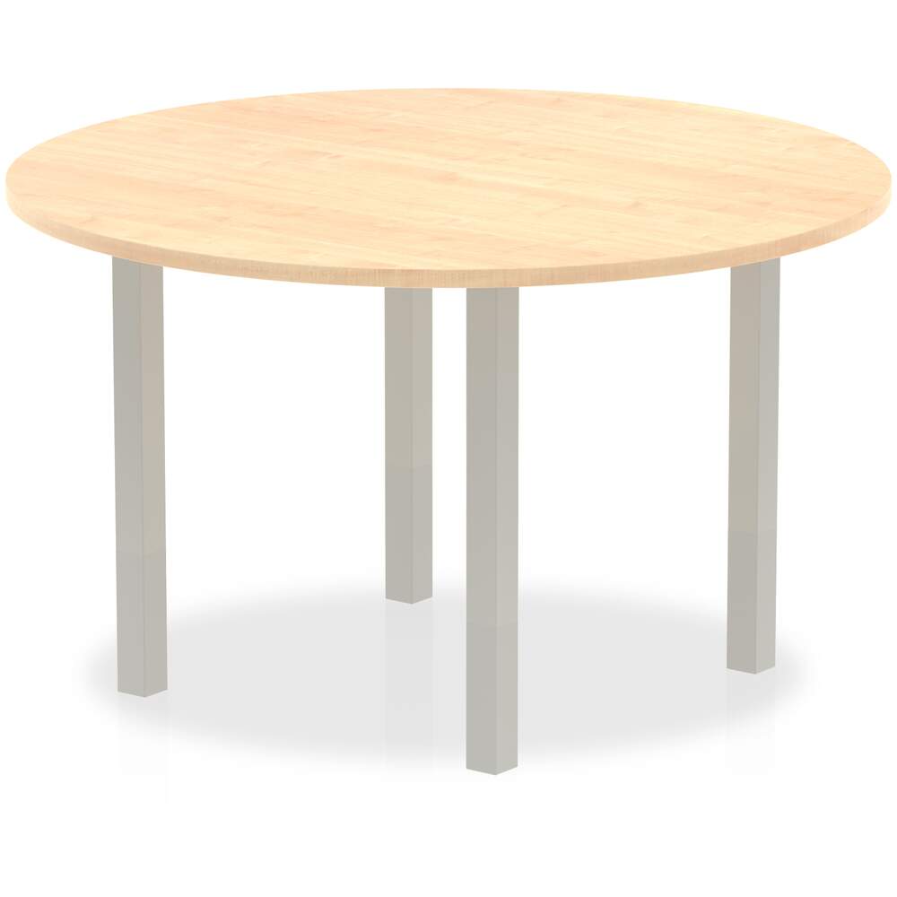 Impulse 1200mm Round Table Maple Top Silver Post Leg