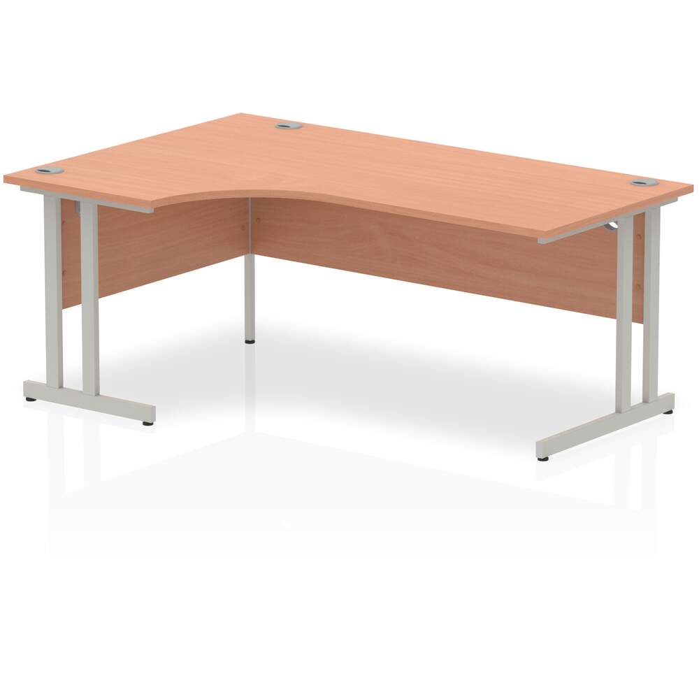 Impulse 1800mm Left Crescent Desk Beech Top Silver Cantilever Leg