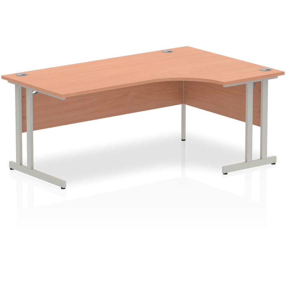 Impulse 1800mm Right Crescent Desk Beech Top Silver Cantilever Leg