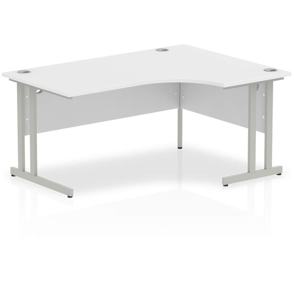 Impulse 1600mm Right Crescent Desk White Top Silver Cantilever Leg