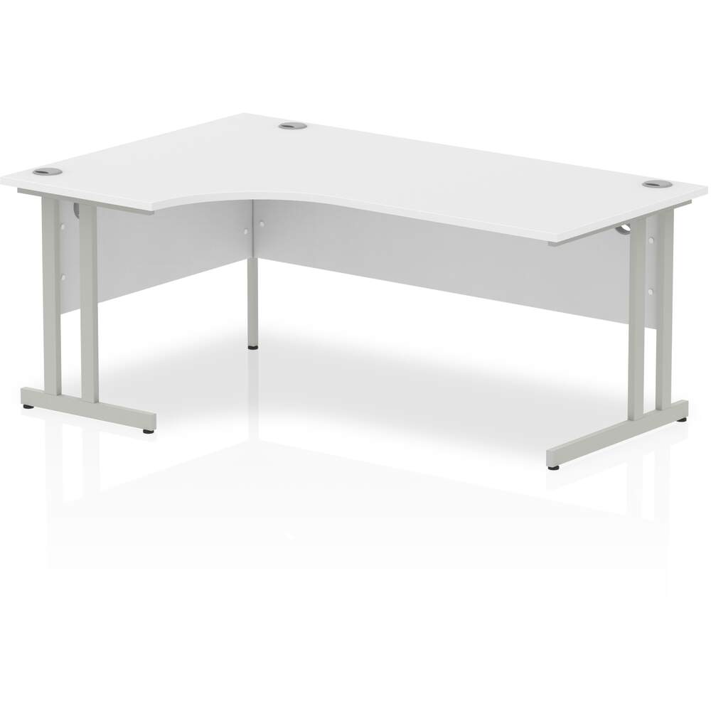 Impulse 1800mm Left Crescent Desk White Top Silver Cantilever Leg