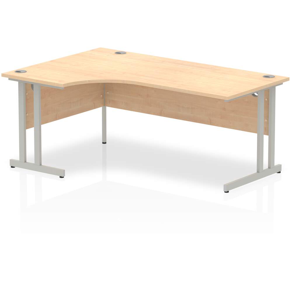 Impulse 1800mm Left Crescent Desk Maple Top Silver Cantilever Leg