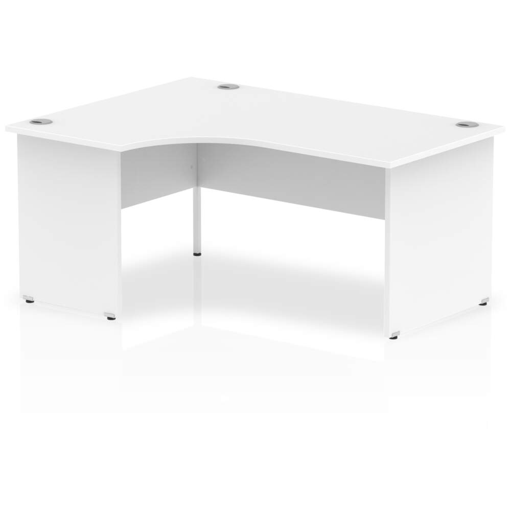 Impulse 1600mm Left Crescent Desk White Top Panel End Leg