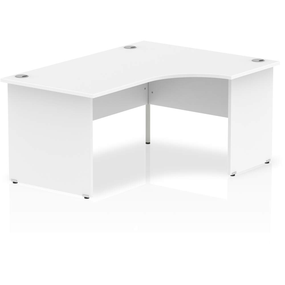 Impulse 1600mm Right Crescent Desk White Top Panel End Leg