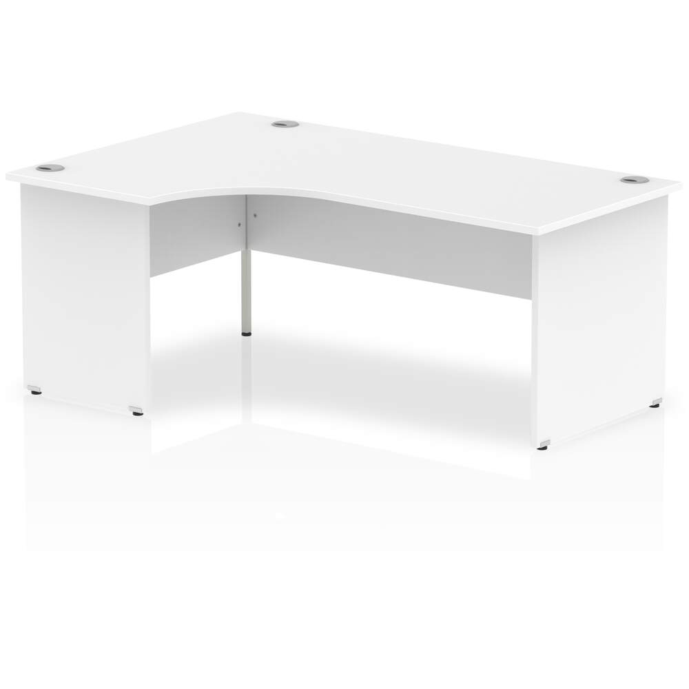 Impulse 1800mm Left Crescent Desk White Top Panel End Leg