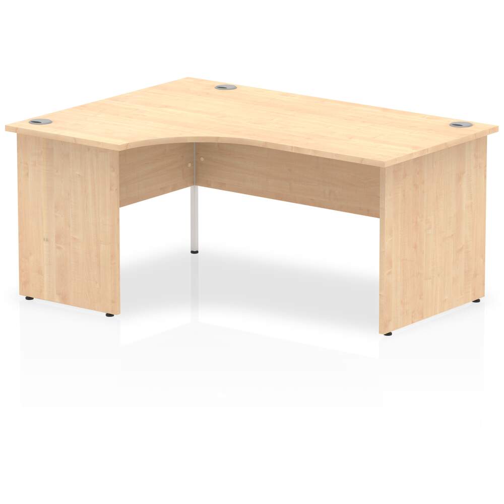 Impulse 1600mm Left Crescent Desk Maple Top Panel End Leg