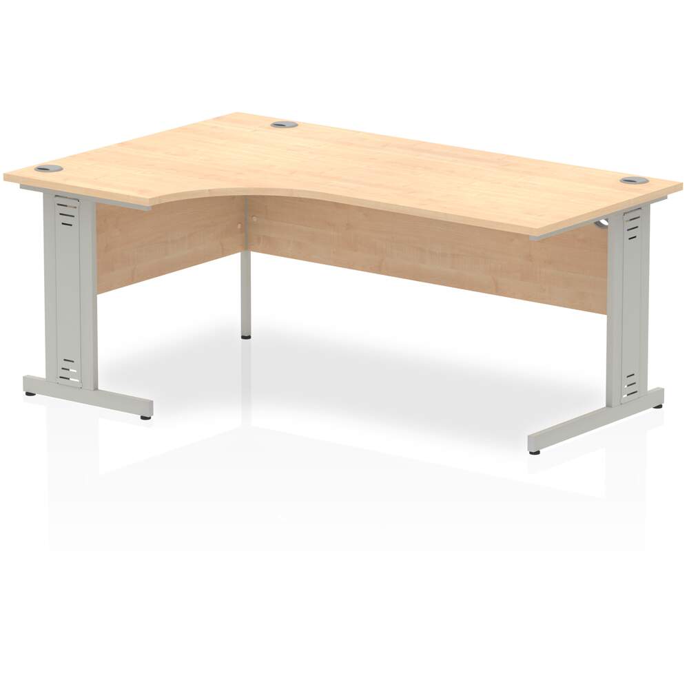 Impulse 1800mm Left Crescent Desk Maple Top Silver Cable Managed Leg