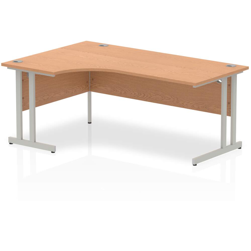 Impulse 1800mm Left Crescent Desk Oak Top Silver Cantilever Leg