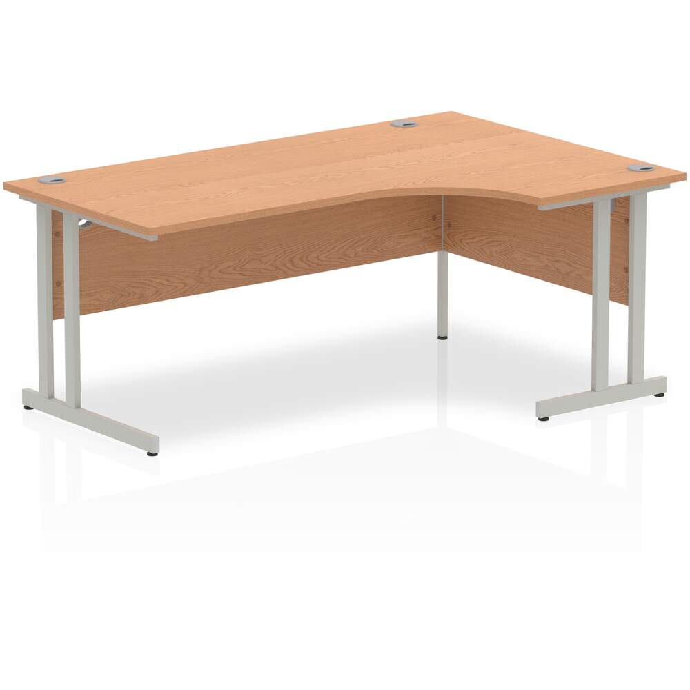 Impulse 1800mm Right Crescent Desk Oak Top Silver Cantilever Leg