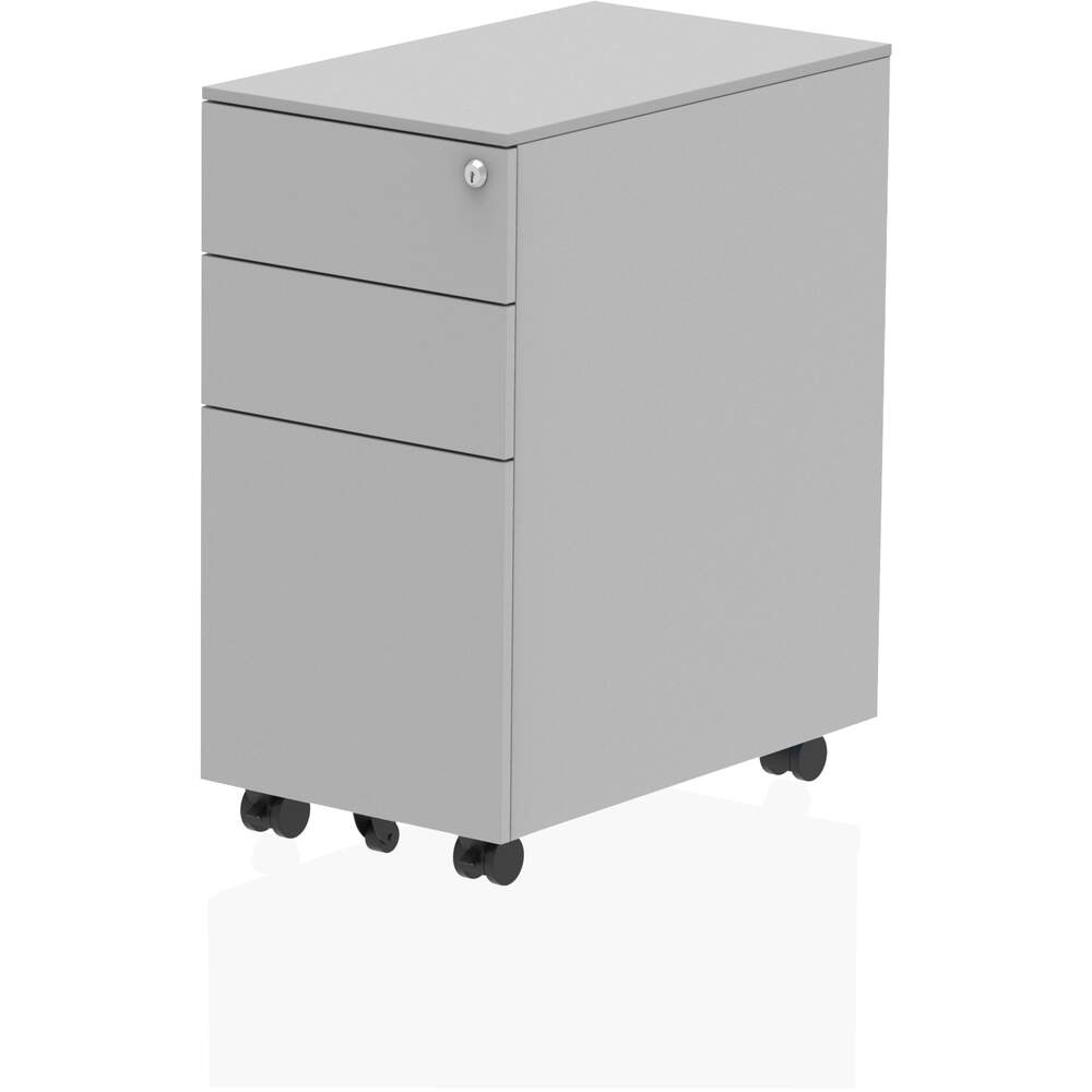 Steel Slim Mobile Pedestal Silver