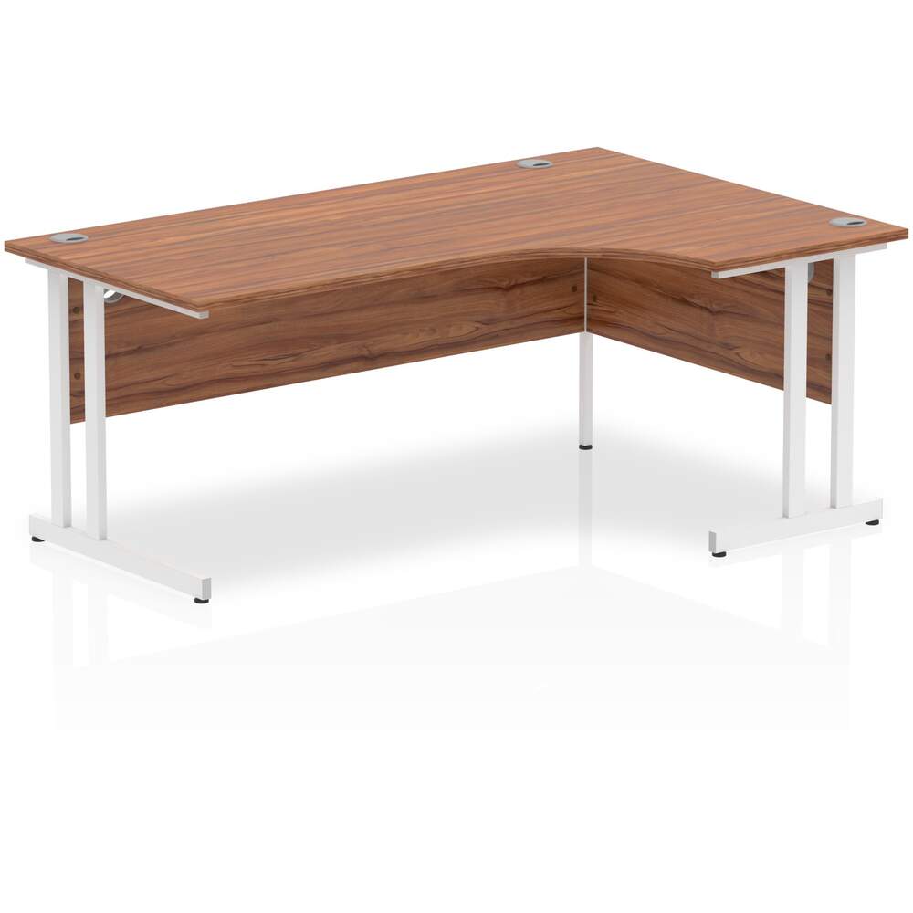 Impulse 1800mm Right Crescent Desk Walnut Top White Cantilever Leg