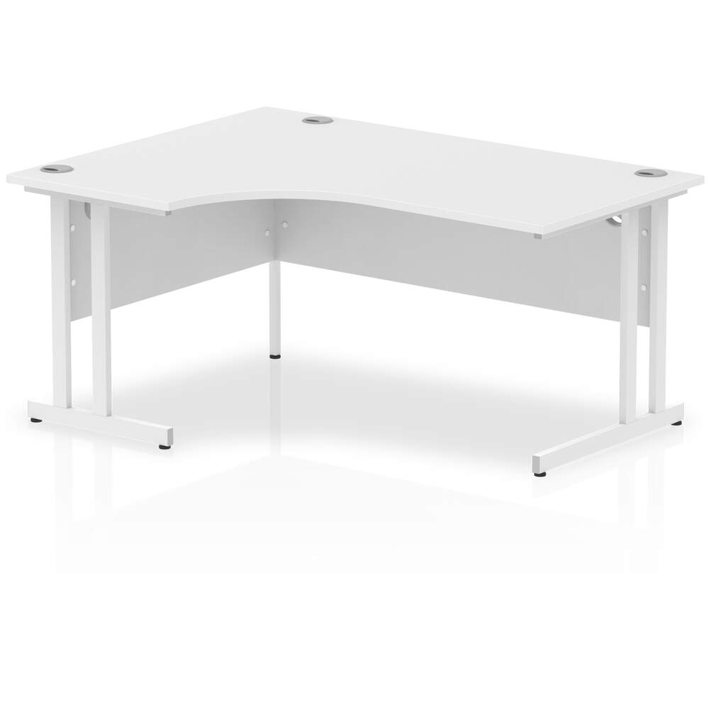 Impulse 1600mm Left Crescent Desk White Top White Cantilever Leg