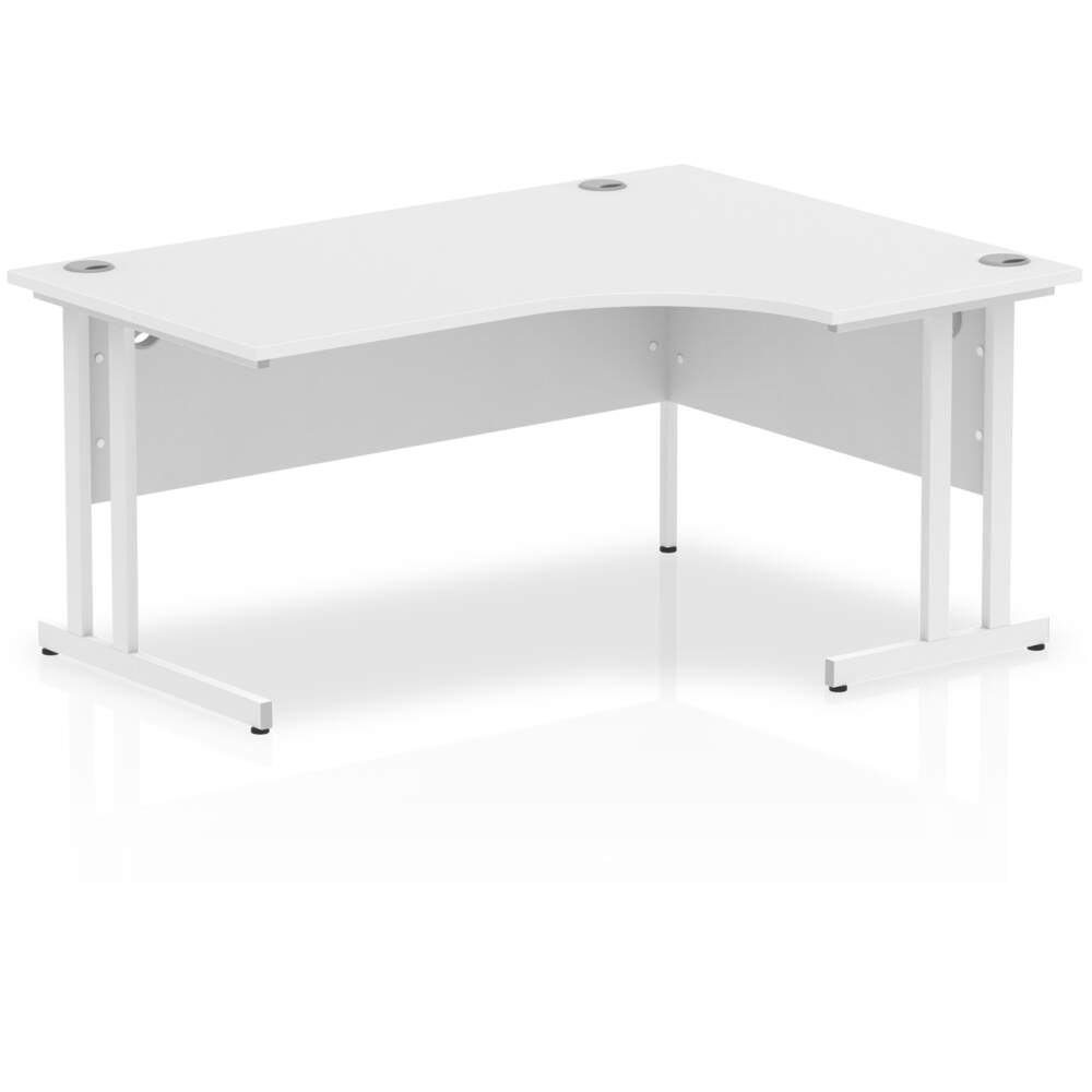 Impulse 1600mm Right Crescent Desk White Top White Cantilever Leg