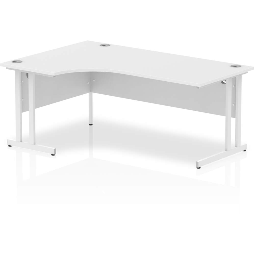 Impulse 1800mm Left Crescent Desk White Top White Cantilever Leg